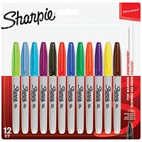 Sharpie Fine Tip Permanent Marker, Assorted Colours, Wallet of 12 Sharpie Fine Tip Permanent Marker, Assorted Colours, Wallet of 12