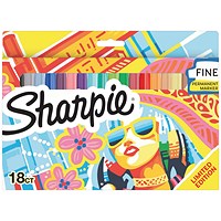 Sharpie Permanent Markers, Fine Colouring Pens, Assorted, Pack of 18
