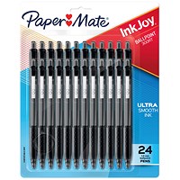 PaperMate Inkjoy 300Rt Ballpoint Pen, Medium 1.0mm Tip, Black, Pack of 24