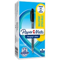 Paper Mate Flexgrip Ultra Ball Point Pen, Medium, Black, Pack of 12