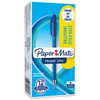 Paper Mate Flexgrip Ultra Ball Point Pen, Medium, Blue, Pack of 12