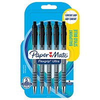 Paper Mate Flexgrip Ultra Retractable Ballpoint Pen, Black, Pack of 5