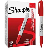 Sharpie Permanent Marker, Fine, Red, Pack of 12