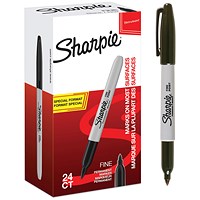 Sharpie Permanent Markers, Fine, Black, Pack of 24