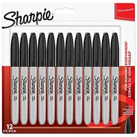 Sharpie 08 Permanent Marker Fine Tip Black (Pack of 12)