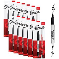 Sharpie Permanent Markers Twin Tip Blister Black (Pack of 12) S0811100