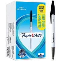 Paper Mate Stick Ballpoint Pen Fine Black (Pack of 50)