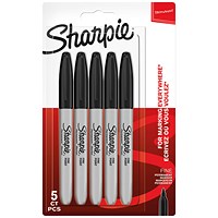 Sharpie Permanent Marker, Fine, Black (Pack of 5)