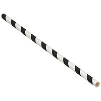 Edenware Striped Paper Straw, 200mm x 6mm, Black & White, Pack of 5000 Edenware Striped Paper Straw, 200mm x 6mm, Black & White, Pack of 5000