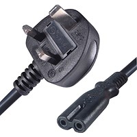Connekt Gear C7 Male to UK Mains Power Plug, 2m Lead, Black