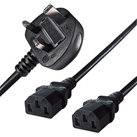 Connekt Gear 2.5m Mains Splitter Cable Plug to 2x C13 Sockets