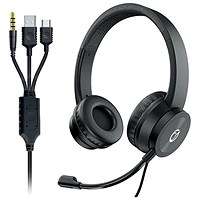 Connekt Gear Wired Overhead Headset with Boom Microphone, USB-A/USB-C 3.5mm Jack