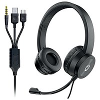 Connekt Gear Wired Overhead Headset with Boom Microphone, USB-A/USB-C 3.5mm Jack Connekt Gear Wired Overhead Headset with Boom Microphone, USB-A/USB-C 3.5mm Jack