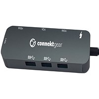 Connekt Gear Dual Screen Docking Station, 8 ports, Grey