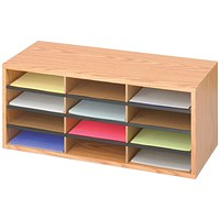 Safco Literature Organiser, 12 Compartments, Oak