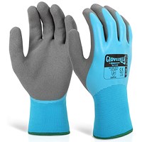 Glovezilla Latex Fully Coated Water Resistant Gloves, Blue, Large, Pack of 10
