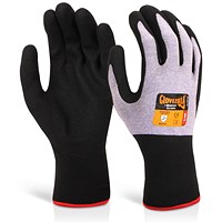 Gloveszilla Nitrile Foam Nylon Gloves, Purple, Large, Pack of 10