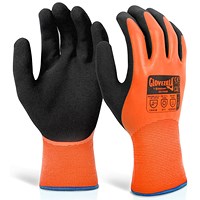Glovezilla Latex Thermal Gloves, Orange, Small, Pack of 10
