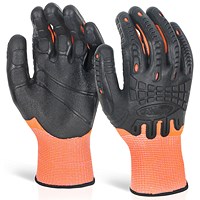 Gloveszilla Cut Resistant Fully Coated Impact Gloves, Orange, Small
