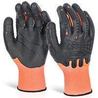 Glovezilla Cut Resistant Fully Coated Impact Gloves, Orange, 2XL