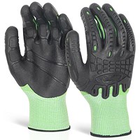 Cut Resistant Fully Coated Impact Gloves, Green, Large