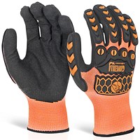 Glovezilla Sandy Nitrile Coated Gloves, Orange, Large