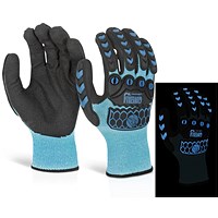 Gloveszilla Glow In The Dark Foam Nitrile Gloves, Blue, Large