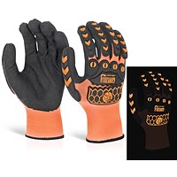 Glovezilla Glow In The Dark Foam Nitrile Gloves, Orange, Medium