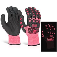Glovezilla Glow In The Dark Foam Nitrile Gloves, Pink, Large