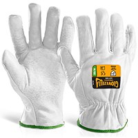 Gloveszilla Cut Resistant Drivers Gloves, White, Medium