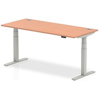Air 1800mm Rectangular Height-Adjustable Desk, Silver Leg, Beech