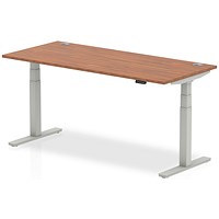 Air 1800mm Rectangular Height-Adjustable Desk, Silver Leg, Walnut