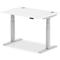 Air 1200mm Rectangular Height-Adjustable Desk, Silver Leg, White
