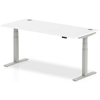 Impulse Height-adjustable Desk, Silver Legs, 1800mm, White