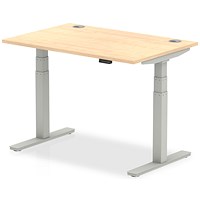 Air 1200mm Rectangular Height-Adjustable Desk, Silver Leg, Maple