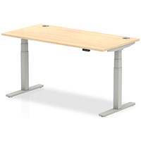 Impulse Height-adjustable Desk, Silver Legs, 1600mm, Maple