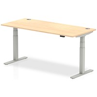 Air 1800mm Rectangular Height-Adjustable Desk, Silver Leg, Maple