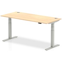Impulse Height-adjustable Desk, Silver Legs, 1800mm, Maple