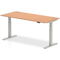 Air 1800mm Rectangular Height-Adjustable Desk, Silver Leg, Oak
