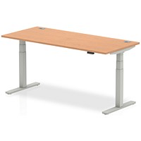 Air Height-Adjustable Desk, Silver Leg, 1800mm, Oak