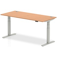 Impulse Height-adjustable Desk, Silver Legs, 1800mm, Oak