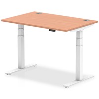Air Height-Adjustable Desk, White Leg, 1200mm, Beech