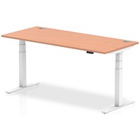 Air 1800mm Rectangular Height-Adjustable Desk, White Leg, Beech