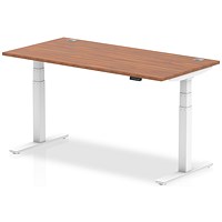 Impulse Height-adjustable Desk, White Legs, 1600mm, Walnut