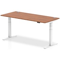 Air 1800mm Rectangular Height-Adjustable Desk, White Leg, Walnut