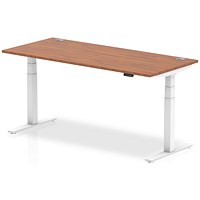 Impulse Height-adjustable Desk, White Legs, 1800mm, Walnut