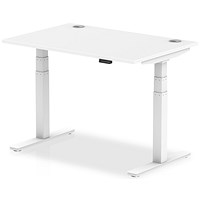 Air 1200mm Rectangular Height-Adjustable Desk, White Leg, White