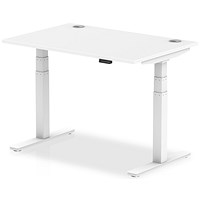 Impulse Height-adjustable Desk, White Legs, 1200mm, White