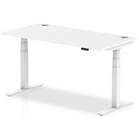 Air Height-Adjustable Desk, White Leg, 1600mm, White