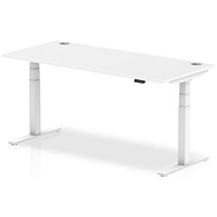 Air 1800mm Rectangular Height-Adjustable Desk, White Leg, White
